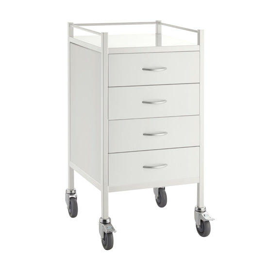 Pacific Medical Powder Coated Steel Trolley 4 Drawers