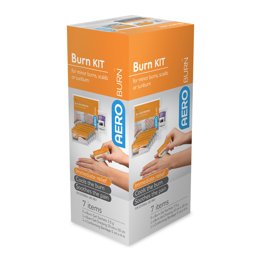 Burn Kit (7 Pieces)  - includes Burn Dressing, Burn Gel Sachets, 5cm Conforming Bandage