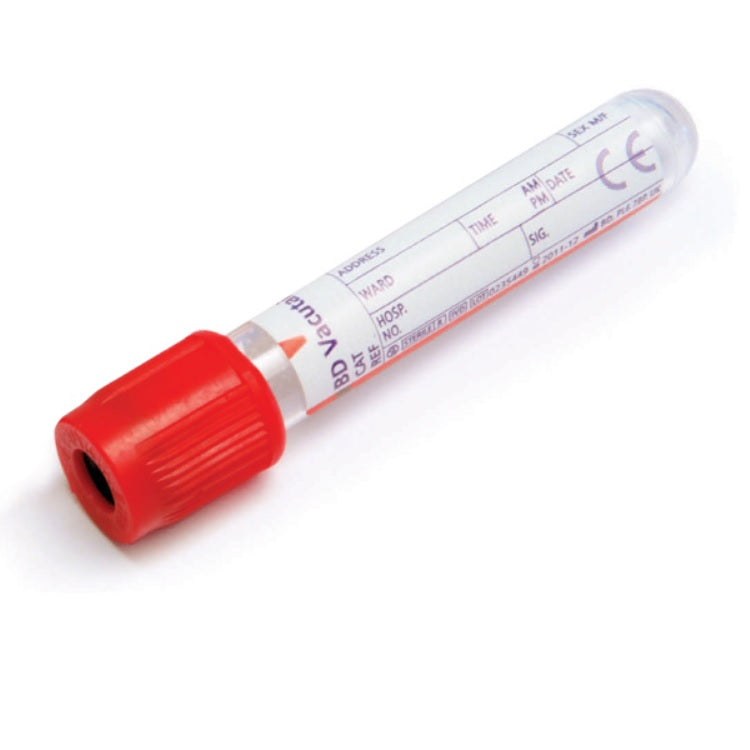 BD Vacutainer Serum Tube 16mmx 100mm Red 10ml (Box of 100)