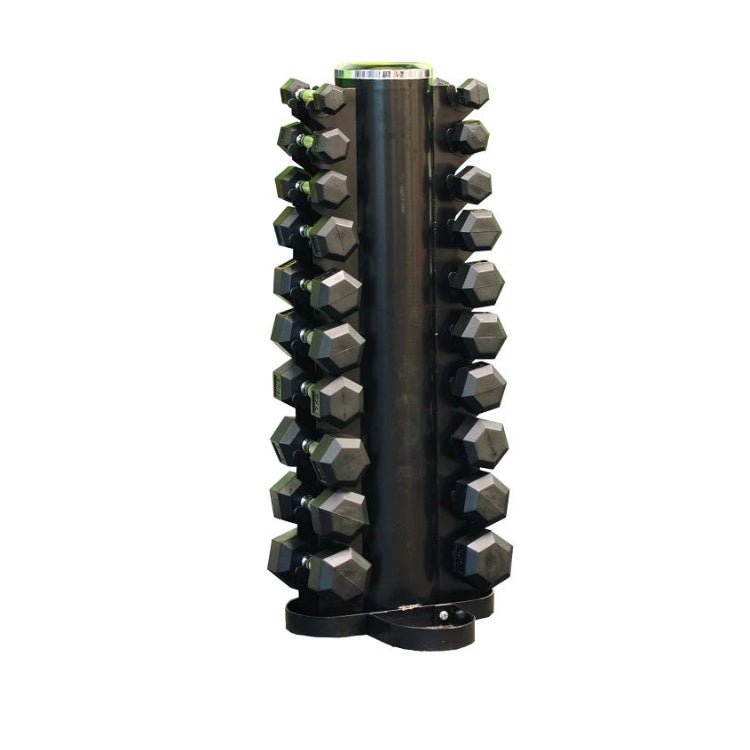 1-10kg Commercial Rubber Dumbbell Set With Vertical Rack (Free Delivery)