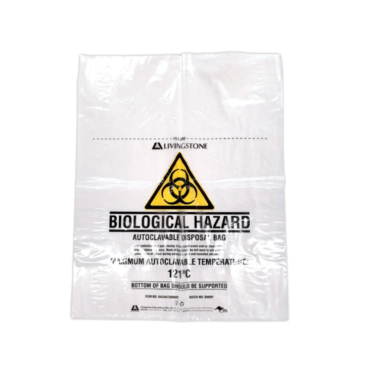 Clear Large Biohazard Clinical Waste Bags 36L x 25