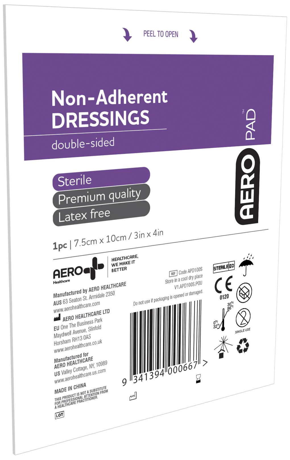 Non-adherent dressing 7.5 x 10cm
