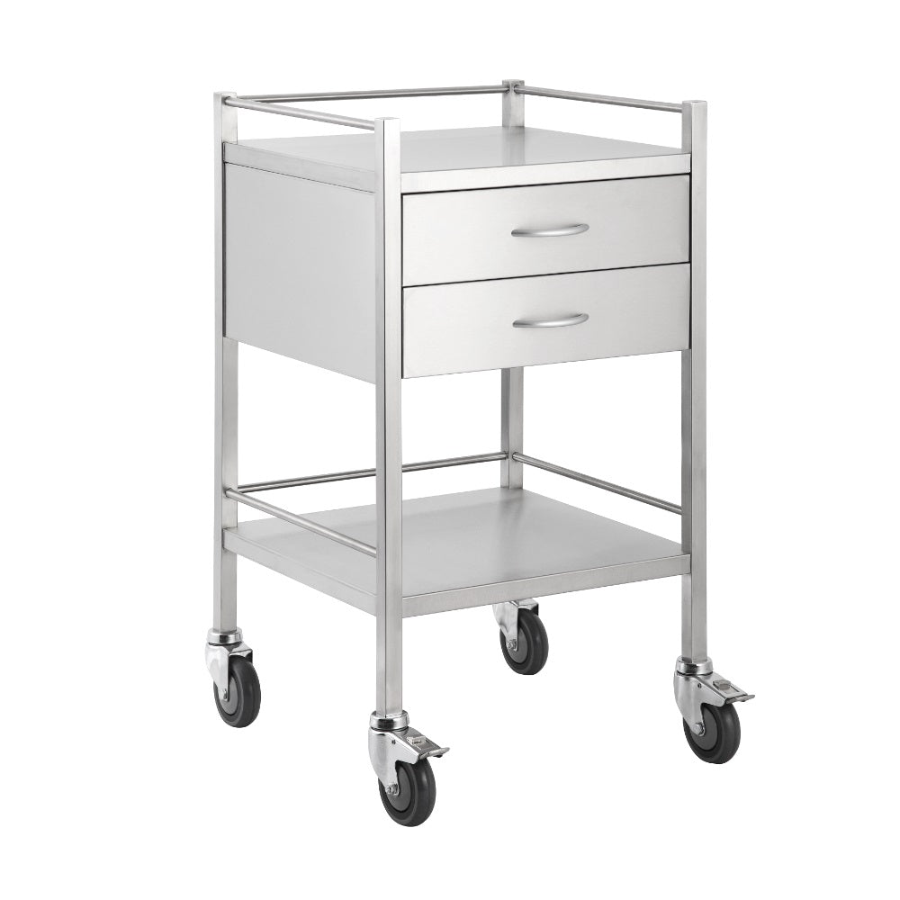 Pacific Medical Stainless Steel Trolley 2 Drawer