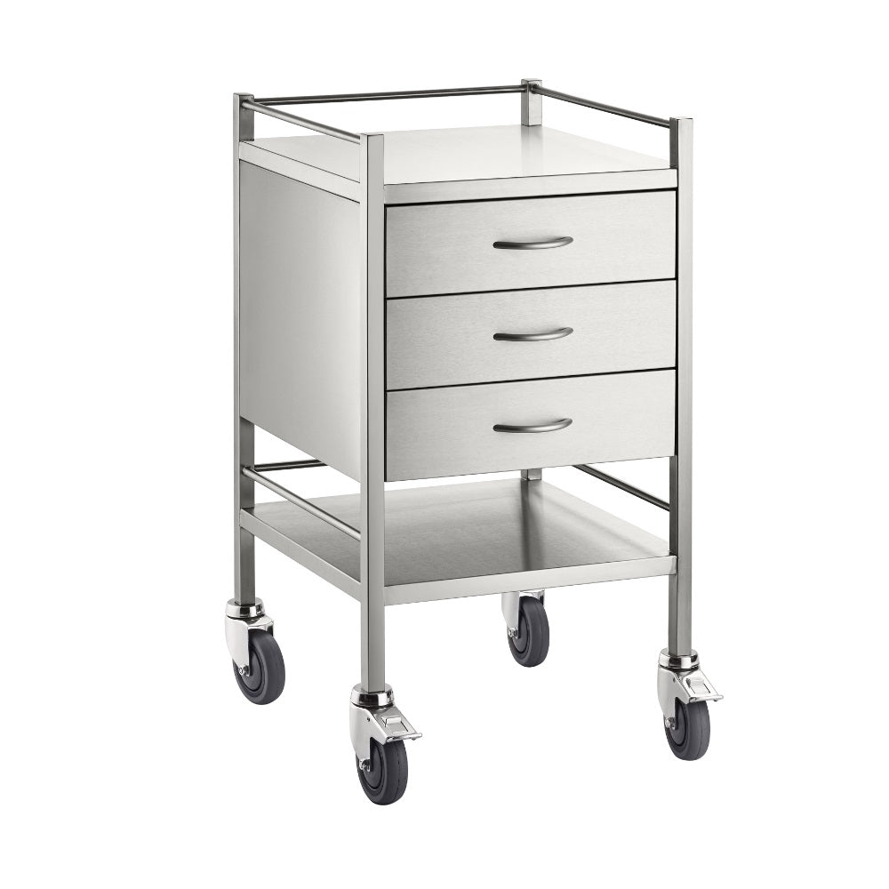 Pacific Medical Stainless Steel Trolley 3 Drawer