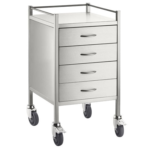 Pacific Medical Stainless Steel Trolley 4 Drawer