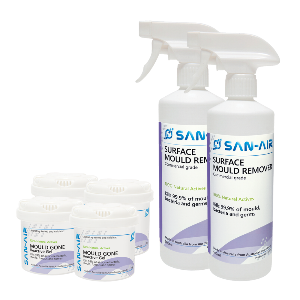 SAN-AIR HUGE Mould Treatment BUNDLE- 2 Mould Remover Sprays  + 4 Mould Gone Gels