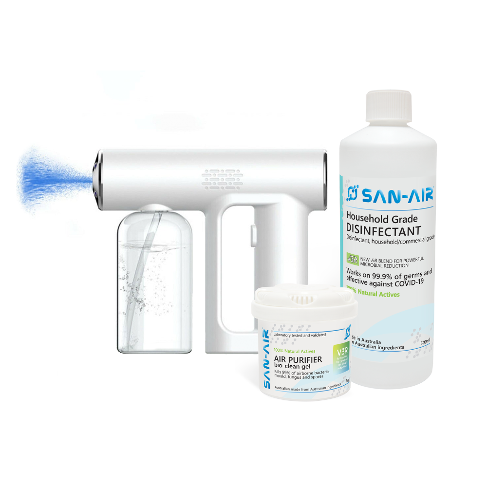 SAN-AIR V3 Covid BUNDLE - Surface Disinfectant RTU  + Air Purifier Gel + Atomizer Gun