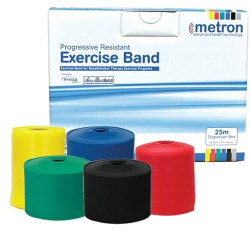 Metron 25m Exercise Resistance Band Rolls Yellow Light