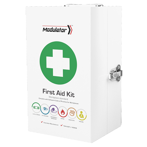 Modulator Workplace First Aid Kit With Metal Wall Cabinet