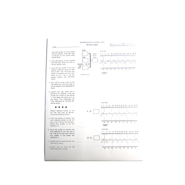 Roeder Manipulation Test Score Sheets (Pack of 50)
