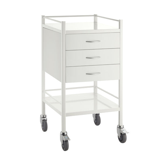 Pacific Medical Powder Coated Steel Trolley 3 Drawers